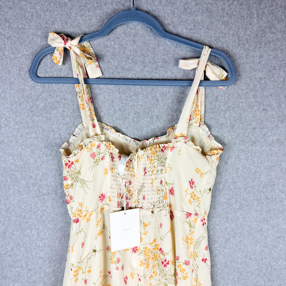 New 70°F/21°C Womans Sz Medium Ivory Floral Printed Short Dress Tie NWT - Picture 7 of 8